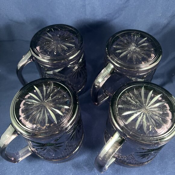 Cristal D'Arques Glasses Purple Amethyst Vintage Drink Handled Faceted Ornate - Picture 10 of 10